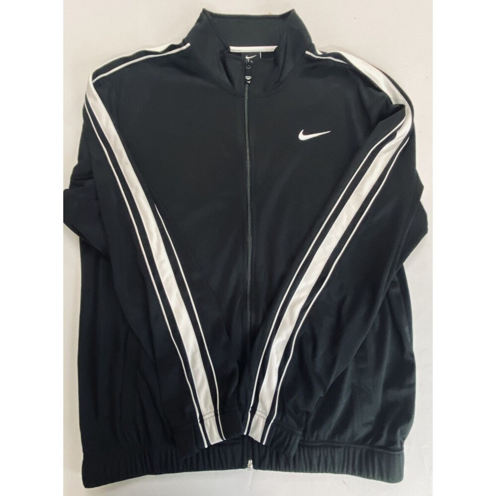 Nike Mens Black White Stripes Long Sleeve Full ZipLightweight Jacket Size M